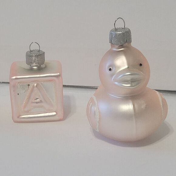 Sentimental Memories Collection Pink Baby Girl Christmas Glass Ornament Set 7 - Picture 4 of 8